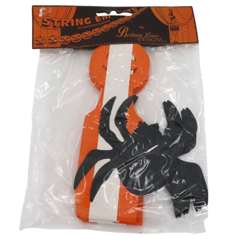 Bethany Lowe String Em Outs Halloween Spider Jack O Lantern Paper Garland NEW